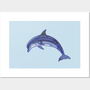 Dolphin Line Art Design Posters and Art